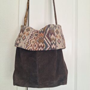 Imax Brown‎ suede  Boxo crossbody bag